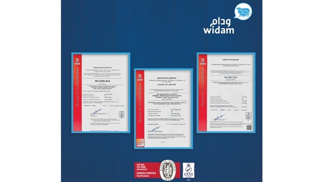 Widam Food Company receives international accreditation in quality management, food safety