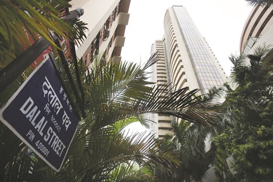 The Bombay Stock Exchange building is seen in Mumbai. The Sensex closed up 182.58 points to 26,697.82 yesterday.