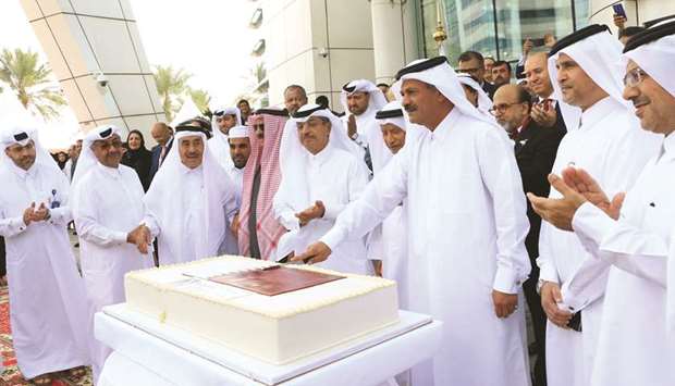 Doha Bank chairman Sheikh Fahad, managing director Sheikh Abdul Rahman and other directors during the banku2019s Qatar National Day 2019 celebrations.