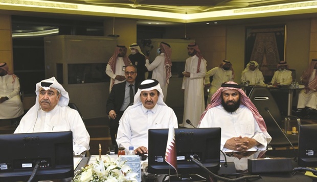 Qatar Chamber chairman Sheikh Khalifa bin Jassim al-Thani (centre) and Qatar Chamber board members Dr Mohamed bin Jawhar al-Mohamed and Abdulrahman bin Abduljaleel al-Abdulghani during the 32nd meeting of the ICCIA board of directors held recently in Saudi Arabia.