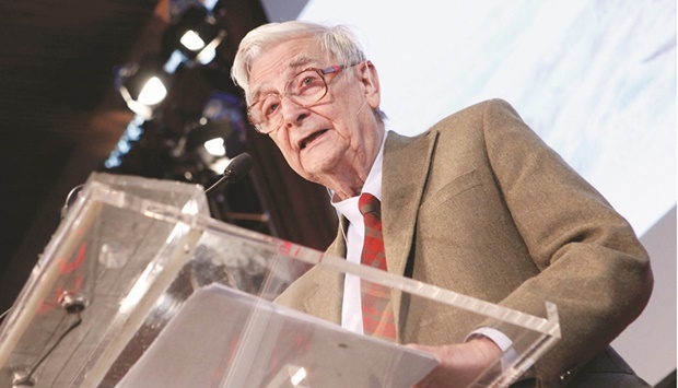 This picture taken in 2012 shows US scientist Edward O Wilson at the World Science Festival.