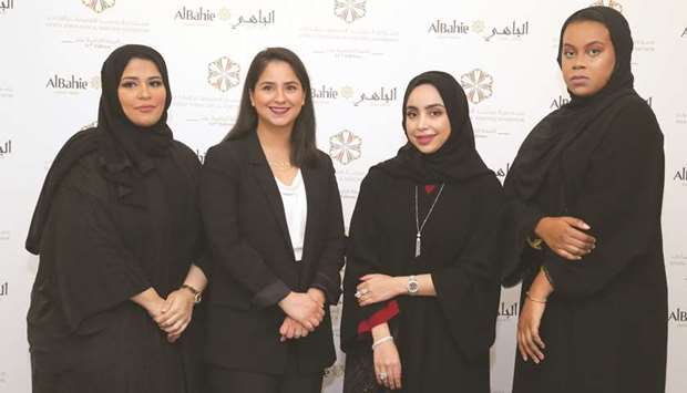 Young Qatari designers at the press briefing yesterday. PICTURE: Jayan Orma