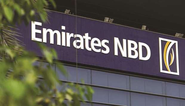 A logo sits on display outside the main office for the Emirates NBD bank in Dubai (file). The UAEu2019s lending reference rate is so volatile that itu2019s a challenge to derivatives traders.