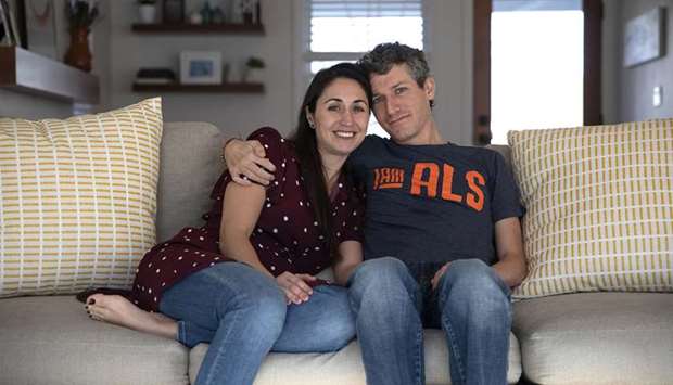 HAIL OR SHINE, TOGETHER THEY STAND: Husband and wife Brian Wallach and Sandra Abrevaya at their home last month in Kenilworth, Illinois. Together they created I AM ALS, u201cA patient-led, patient-centric community that reshapes public understanding of this disease, provides key resources to the community, and creates opportunities for patients to lead the fight against ALS and search for a cure.u201d