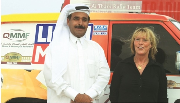 Edith Wiess with Qatar rally legend late Sheikh Hamad bin Eid al-Thani.