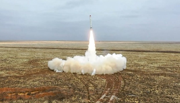 This handout video grab released by the Russian Defence Ministry on February 19, shows a Russian Iskander-K missile launching during a training launch as part of the Grom-2022 Strategic Deterrence Force exercise at an undefined location in Russia. AFP/Russian Defence Ministry.