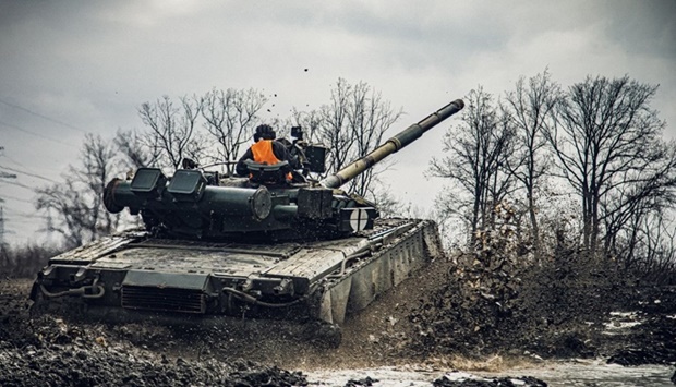 General Staff of the Ukrainian Armed Forces in an unknown location of Ukraine shows Ukrainian servicemen of 36 separate brigades of marines of Ukraine taking part in exercises on February 18. AFP/ Ukrainian Armed Forces