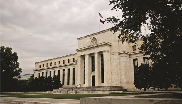 The Federal Reserve building in Washington, DC. Fed officials stuck to their resolve to raise interest rates next month despite uncertainty posed by Russiau2019s invasion of Ukraine, with at least one policy maker considering a half-point move.