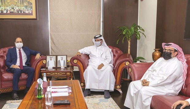 Qatar Chamber first vice chairman Mohamed bin Towar al-Kuwari during a meeting with Mohamed Baida, the president of the Moroccan side of the Qatar-Morocco Business Council.