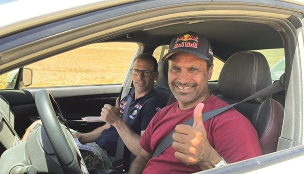 Nasser Saleh al-Attiyah and Mathieu Baumel after recce on Sunday.