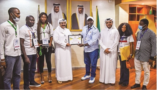 Qatar's ambassador to Nigeria Dr Ali bin Ghanem al-Hajri has received the honorary certificate during a ceremony that took place in the State of Qatar's Embassy in Abuja, in the presence of UNODC Representative in Nigeria Oliver Stolpe and a delegation from the Centre for Ethical