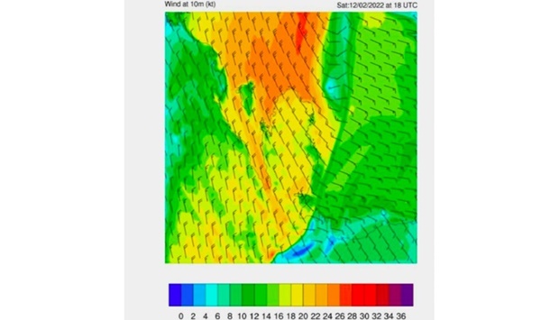 Northwesterly wind is accompanied by a decrease in temperature where the maximum will range between 18-23 C and the minimum between 8-15 C while the (apparent temperatures) will be less than that during night and early morning.