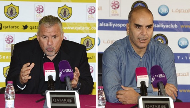 Qatar SC coach Sebastiao Lazaroni. Right: Sailiya coach Sami Trabelsi.