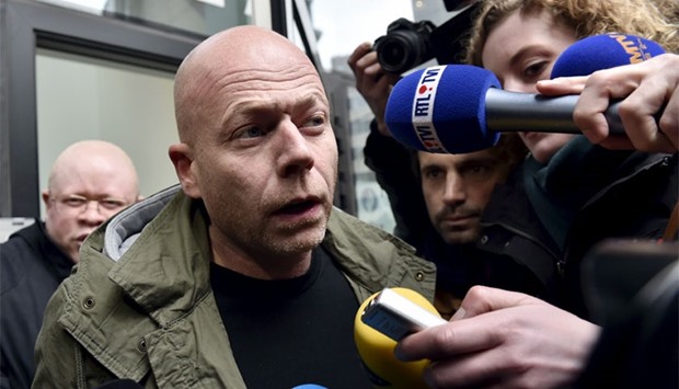 Belgian lawyer Sven Mary leaves the judicial police headqurters after his meeting with Salah Abdeslam, a suspect in the November Paris attacks who was arrested yesterday in Brussels, Belgium. Reuters