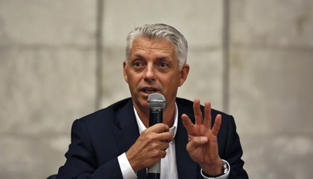 International Cricket Council Chief Executive David Richardson gestures as he speaks during a news conference in New Delhi on Wednesday.