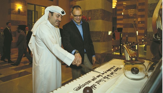 Omar Alfardan with Frits van Paasschen, then CEO of Starwood, during the latteru2019s visit to The St Regis Doha.