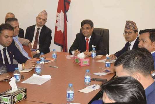 MEETING: The ambassador chairs the meeting attended by Nepali entrepreneurs.