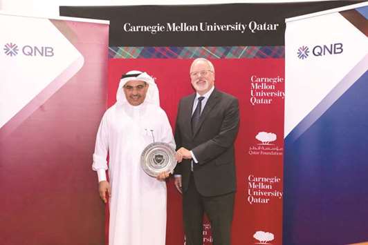 Ali Ahmed al-Kuwari with Michael Trick following a lecture at the CMU-Q.