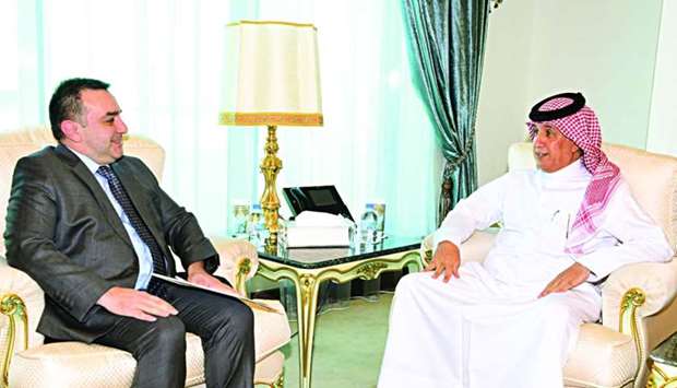 HE the Minister of State for Foreign Affairs Sultan bin Saad al-Muraikhi receives the message ambassador of Azerbaijan to Qatar Rashad Ismayilov.