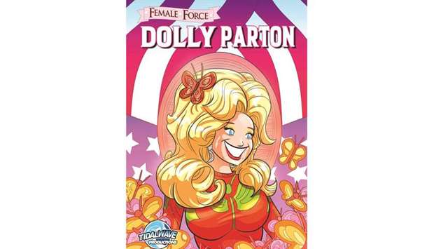 An image shows a cover page of a TidalWave Comicsu2019 comic book based on life of singer Dolly Parton, with planned release date of March 31, as part of itu2019s Female Force series focused on women who make an impact around the world.