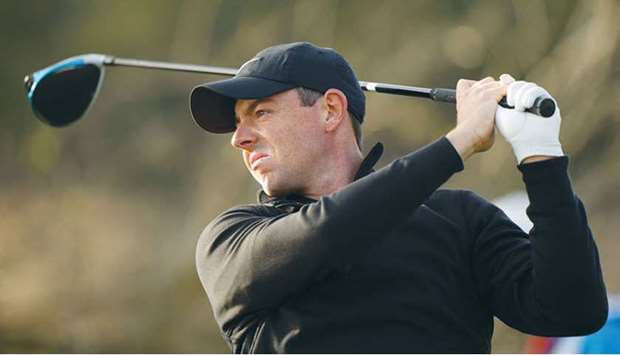 Rory McIlroy of Northern Ireland plays his shot on the sixth tee in his match against Ian Poulter of England during the first round of the World Golf Championships-Dell Technologies Match Play at Austin Country Club in Austin, Texas. (Getty Images/AFP)