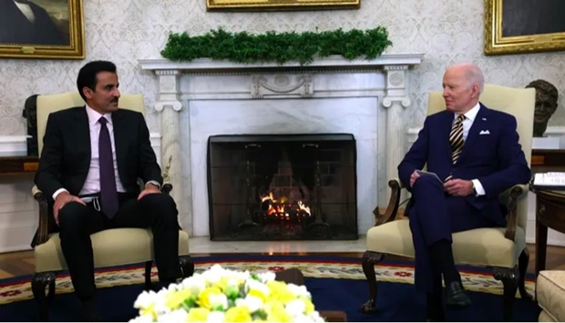 US President Joe Biden held a bilateral meeting with His Highness the Amir Sheikh Tamim bin Hamad Al Thani at the White House in late January.