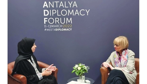 HE Assistant Foreign Minister Lolwah bint Rashid AlKhater meets with Organisation for Security and Co-operation in Europe (OSCE) secretary-general Helga Maria Schmid