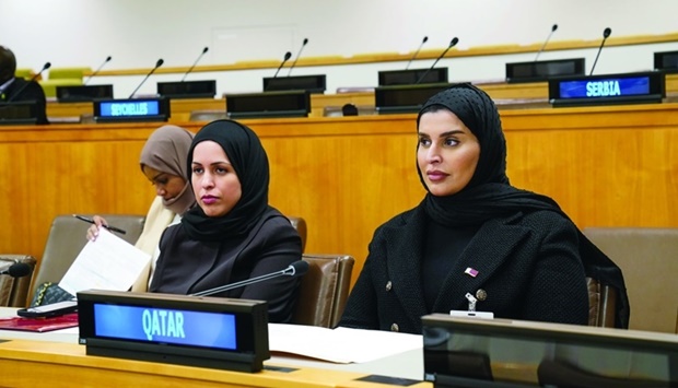 The Qatari delegation at the UN headquarters in New York.