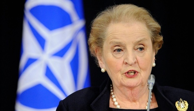 Madeleine Albright speaks during a joing press conference at the Nato headquarters in Brussels on May 17, 2010. AFP
