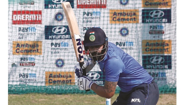 Virat Kohli of India batting in the nets ahead of the first of the first Tests against Sri Lanka in Mohali. (BCCI)