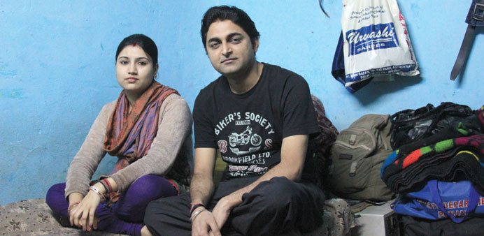 Bhaskar and Puja, a couple given shelter at the Love Commando safe house in Delhi.