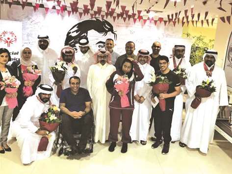 Qatar Paralympic Committee Secretary General Dr Hassan al-Ansari along with the special athletes and support staff, which participated in the IX MENA Games, during a felicitation ceremony in Doha. PICTURE: Anam Arsalan/QSPC)