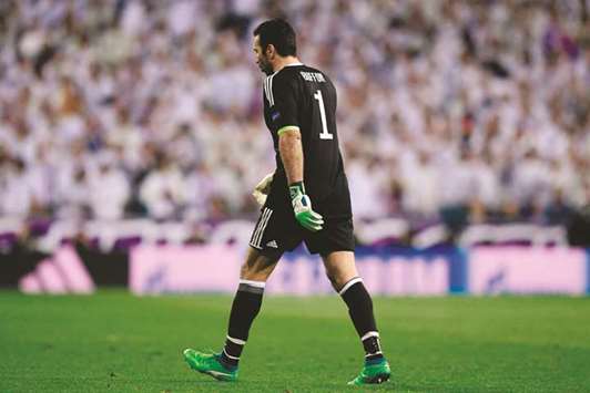 Juventusu2019 Italian goalkeeper Gianluigi Buffon leaves the field after being shown a red card during the UEFA Champions League quarter-final second leg match against Real Madrid at the Santiago Bernabeu stadium in Madrid on April 11. (AFP)