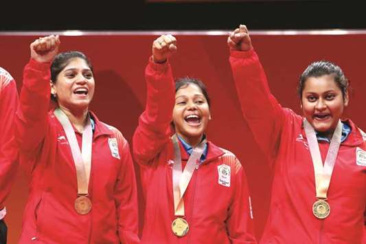 Women’s TT team, shooter Bhaker, lifter Punam bring in golds - Gulf Times