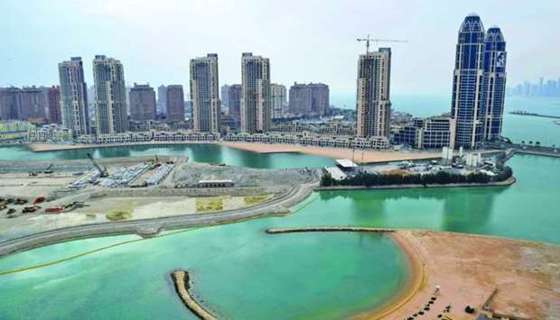 Construction works in progress at Gewan Island, next to the Pearl Qatar,  a project by United Development Company. File picture: April 24, 2019