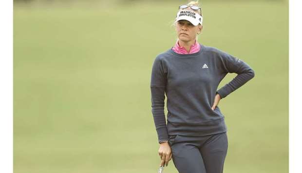 Jessica Korda looks on at the first hole during the third round of the LA Open in Los Angeles. (Getty Images/AFP)