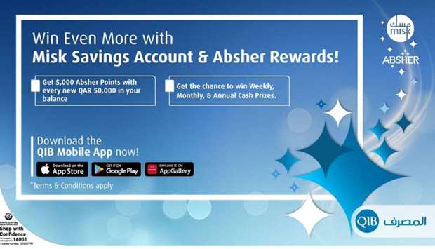 Qatar Islamic Bank has announced the launch of a new and limited offer for new and existing Misk savings account holders, allowing them to get bonus Absher rewards points on an exclusive basis