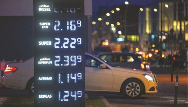 Fuel prices seen at a TotalEnergies gas station in Berlin. Eurozone inflation accelerated to another all-time high as Russiau2019s invasion of Ukraine roiled global supply chains and provided a fresh driver for already-soaring energy costs.