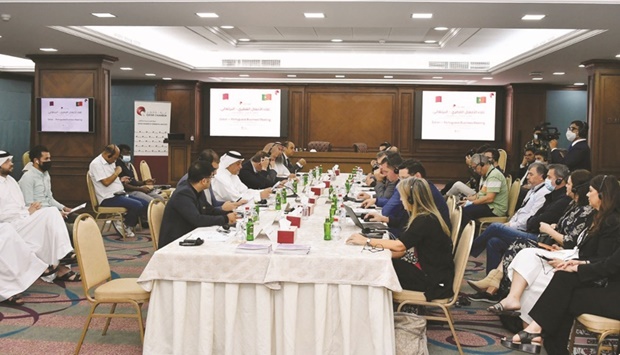 Officials of Qatar Chamber and the Portuguese Association of Wood and Furniture Industries (AIMMP) during a recently-held meeting in Doha.