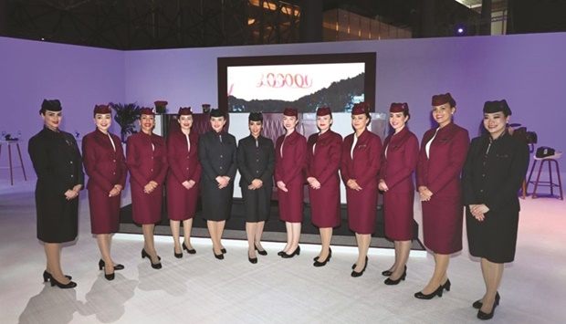 Qatar Airways cabin crew at the final draw.