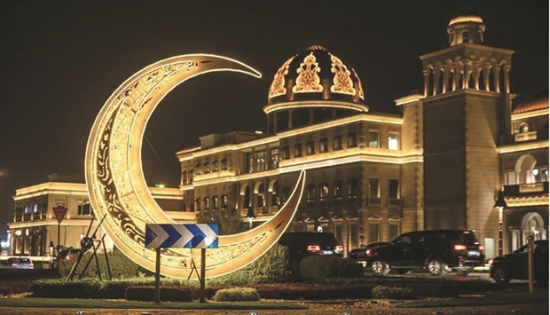 Katara has been decorated beautifully with lights, including those shaped like the crescent, inspired by the themes of the holy month.