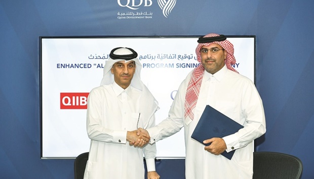 QIIB and QDB concluded an agreement on the enhanced u2018Al-Dhameenu2019 Programme. The signing ceremony was held in the presence of QIIB representative, Jamal Abdullah al-Jamal, Deputy CEO, and QDB representative, Khaled al-Mana, managing director, Business Finance.