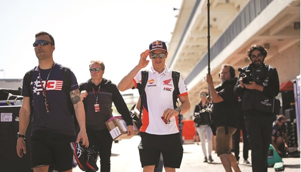 Hondau2019s MotoGP rider Marc Marquez arrives at the circuit in Texas yesterday, ahead of the weekendu2019s Grand Prix of the Americas.