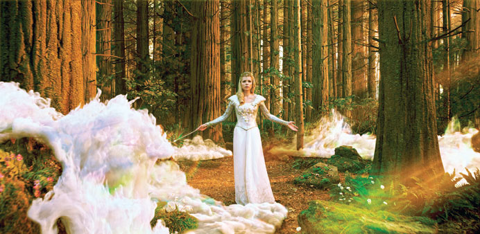 * Glinda (Michelle Williams), the Good Witch, invokes her powers in Disneyu2019s Oz The Great and Powerful.