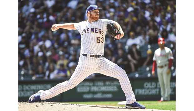 Milwaukee Brewers pitcher Brandon Woodruff throws the ball in the first inning against the Philadelphia Phillies at Miller Park. PICTURE: USA TODAY Sports