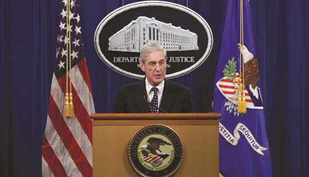 Special Counsel Robert Mueller makes a statement about the Russia investigation at the Justice Department in Washington, DC.