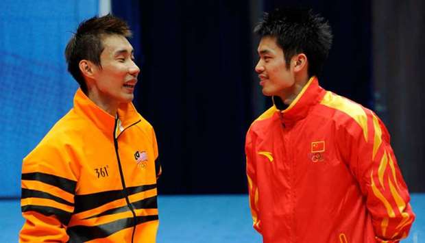 Lee Chong Wei (left) of Malaysia and Chinau2019s Lin Dan played 40 times in total, with the Chinese player convincingly winning their head-to-head 28-12. (AFP)