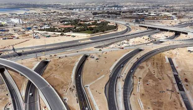 An aerial View of Mesaimeer Interchange.