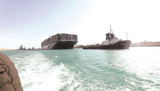 Ever Given, one of the worldu2019s largest container ships, is seen after it was fully floated in Suez Canal on March 29. The 400-metre-long ship was freed after a frantic salvage operation.