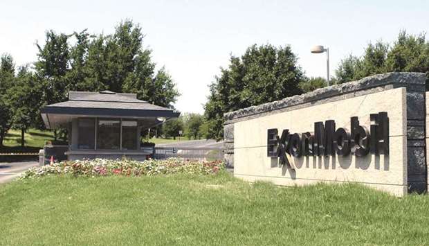 The entrance to the ExxonMobil headquarters in Irving, Texas,